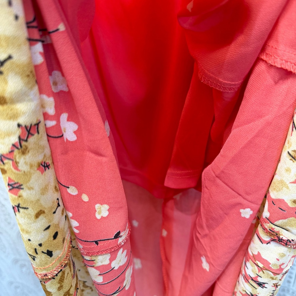 Strapless Coral Floral Maxi Dress - Picture 7 of 8